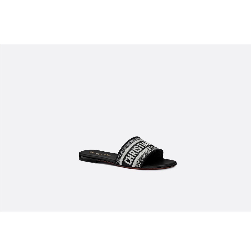Christian Dior - NEW WITH TAGS NEVER WORN, Black Embroidered Cotton slip on